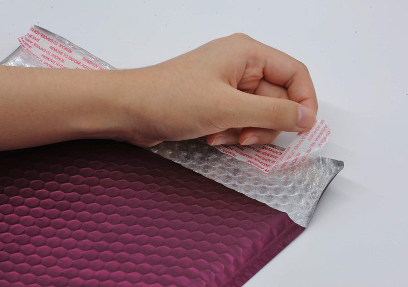 ProLine Packaging أكياس بريدية مبطنة بابل برو لاين مات معدني بوردو أحمر 8.5x12 بوصة ذاتية الإغلاق (25) - Image 4